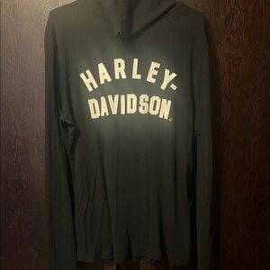 Harley-Davidson large Black turtleneck with vintage style ivory Logo